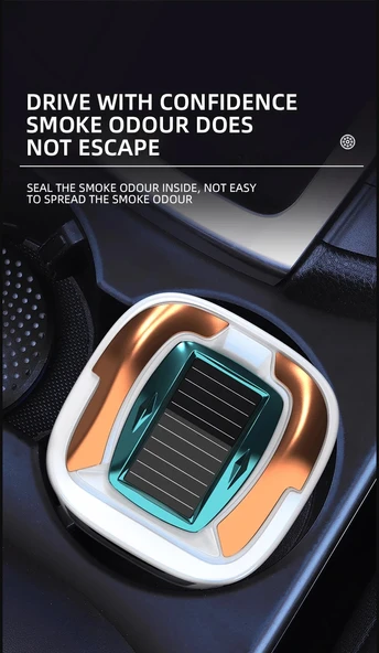 Araç İçi Küllük Lüks Güneş Enerjili Çakmaklı Seramik Deri Detaylı Premium Model - 5