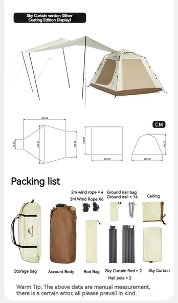 Naturehike Ango Picnic Otomatik Kurulum 3 Kişilik Çadır - 2