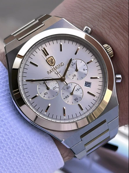 Raymond Nişan Ve Damatlara Özel Çelik Kordon 2 Yıl Garantili 5 Atm Erkek Kol Saati+Bileklik RMD.13 - Resim 2
