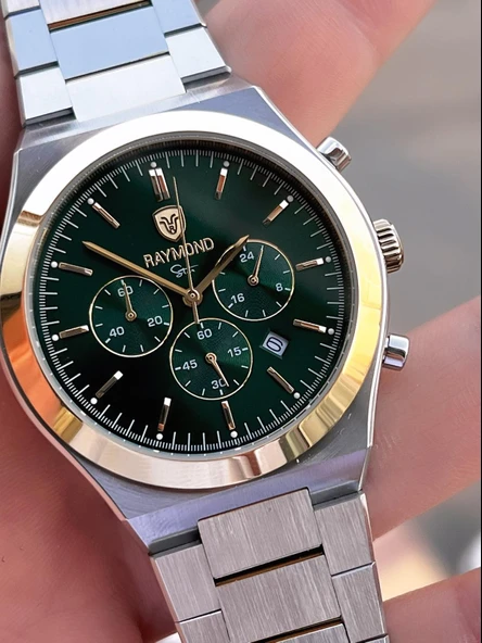 Raymond Nişan Ve Damatlara Özel Çelik Kordon 2 Yıl Garantili 5 Atm Erkek Kol Saati+Bileklik RMD.15 - Resim 4