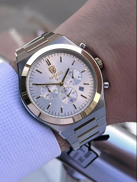 Raymond Nişan Ve Damatlara Özel Çelik Kordon 2 Yıl Garantili 5 Atm Erkek Kol Saati+Bileklik RMD.13 - Resim 3