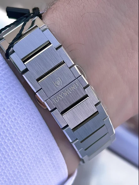 Raymond Nişan Ve Damatlara Özel Çelik Kordon 2 Yıl Garantili 5 Atm Erkek Kol Saati+Bileklik RMD.15 - Resim 5