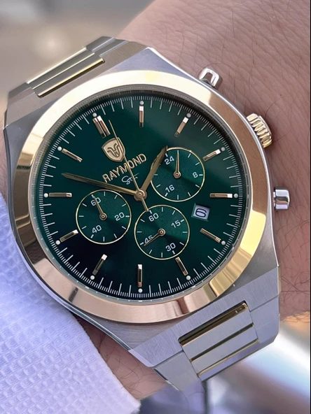 Raymond Nişan Ve Damatlara Özel Çelik Kordon 2 Yıl Garantili 5 Atm Erkek Kol Saati+Bileklik RMD.15 - Resim 2