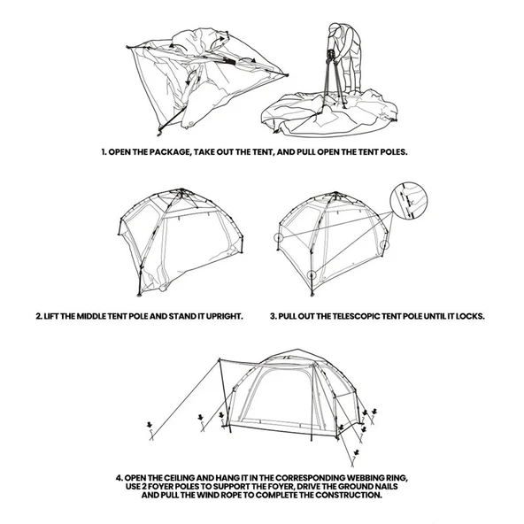 Naturehike Ango ES60 Gölgelikli Otomatik Kurulum Kamp Çadırı - 6