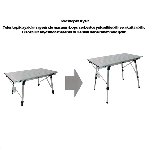 Madfox Moonlite Yükseklik Ayarlı Katlanır Kamp Masası - 5
