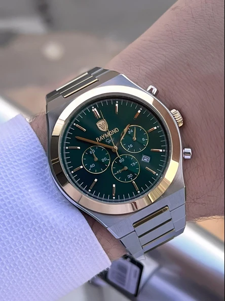 Raymond Nişan Ve Damatlara Özel Çelik Kordon 2 Yıl Garantili 5 Atm Erkek Kol Saati+Bileklik RMD.15 - Resim 3