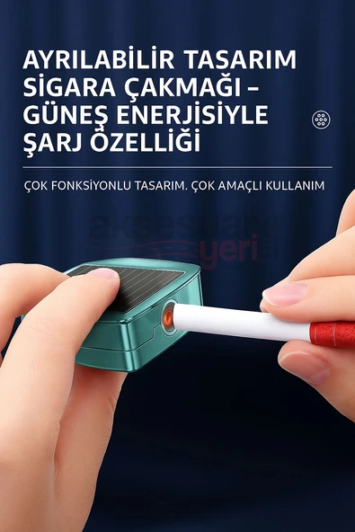 Araç İçi Küllük Lüks Güneş Enerjili Çakmaklı Seramik Deri Detaylı Premium Model - 3