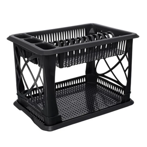 Omnipazar ELF-306 Plastik Çift Katlı Lüks Bulaşık Kurutmalık Tabaklık