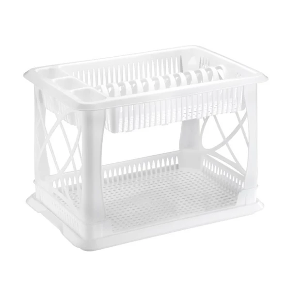 Omnipazar ELF-306 Plastik Çift Katlı Lüks Bulaşık Kurutmalık Tabaklık - 2