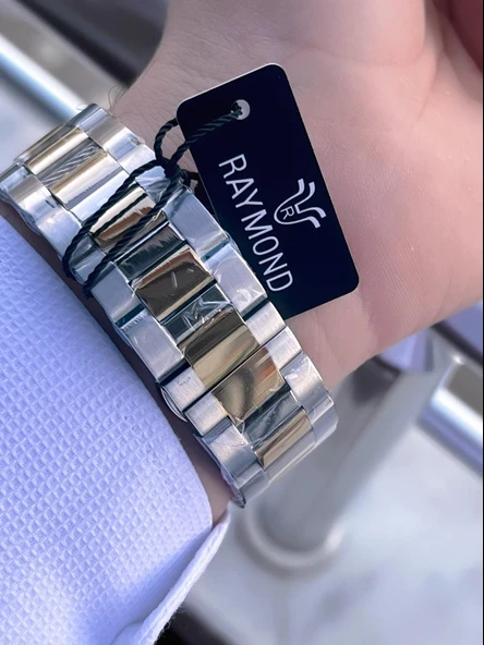 Raymond Nişan Ve Damatlara Özel Çelik Kordon 2 Yıl Garantili 5 Atm Erkek Kol Saati+Bileklik RMD.22 - Resim 5