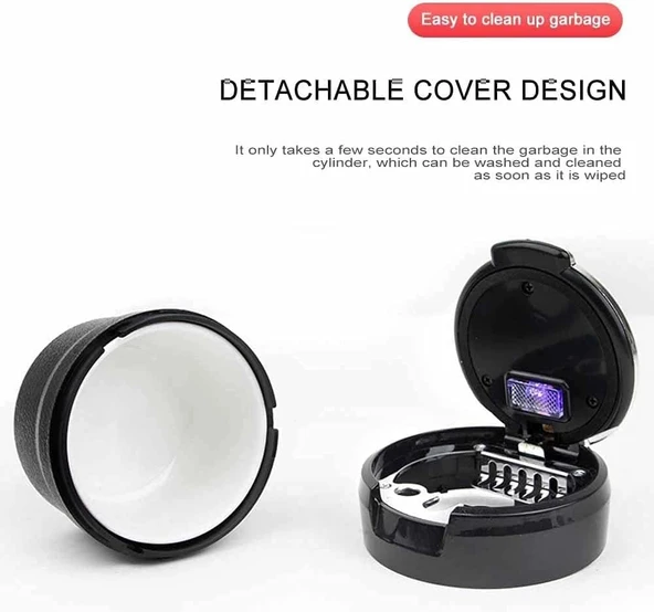 Araç İçi Işıklı Seramik Küllük Bardaklıklı Havalandırma Tip Kapaklı Mavi Renk Işıklı - 5