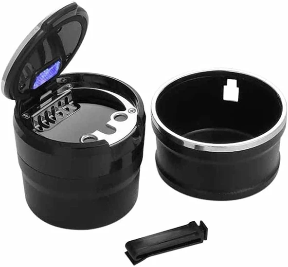 Araç İçi Işıklı Seramik Küllük Bardaklıklı Havalandırma Tip Kapaklı Mavi Renk Işıklı - 3