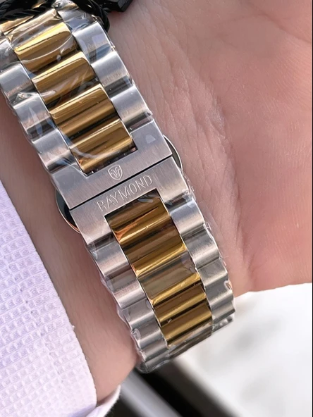 Raymond Nişan Ve Damatlara Özel Çelik Kordon 2 Yıl Garantili 5 Atm Erkek Kol Saati+Bileklik RMD.28 - Resim 5