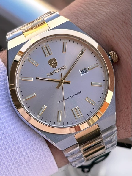 Raymond Nişan Ve Damatlara Özel Çelik Kordon 2 Yıl Garantili 5 Atm Erkek Kol Saati+Bileklik RMD.29 - Resim 3