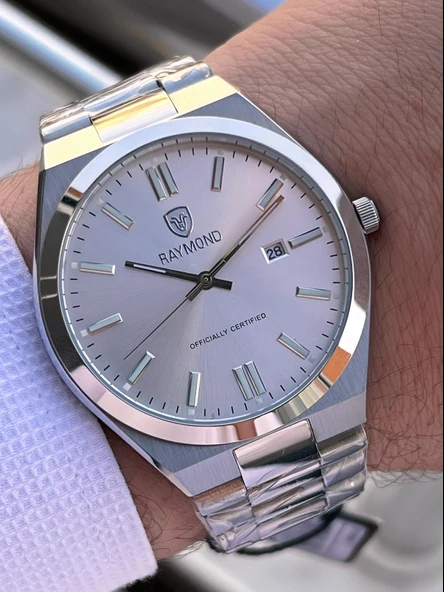 Raymond Nişan Ve Damatlara Özel Çelik Kordon 2 Yıl Garantili 5 Atm Erkek Kol Saati+Bileklik RMD.25 - Resim 3
