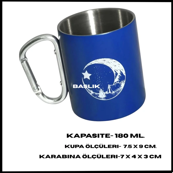 Uyguna-Yakala Mavi Karabina Saplı Paslanmaz Çelik Kupa Bardak-MLZ.310 ürün görseli