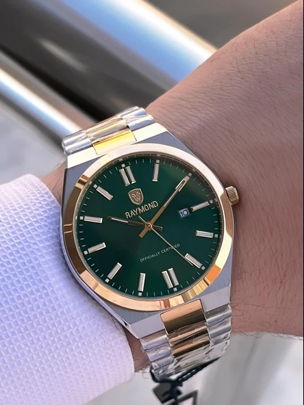 Raymond Nişan Ve Damatlara Özel Çelik Kordon 2 Yıl Garantili 5 Atm Erkek Kol Saati+Bileklik RMD.28 - Resim 2