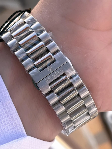 Raymond Nişan Ve Damatlara Özel Çelik Kordon 2 Yıl Garantili 5 Atm Erkek Kol Saati+Bileklik RMD.23 - Resim 5