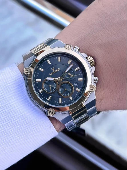 Raymond Nişan Ve Damatlara Özel Çelik Kordon 2 Yıl Garantili 5 Atm Erkek Kol Saati+Bileklik RMD.22 - Resim 3