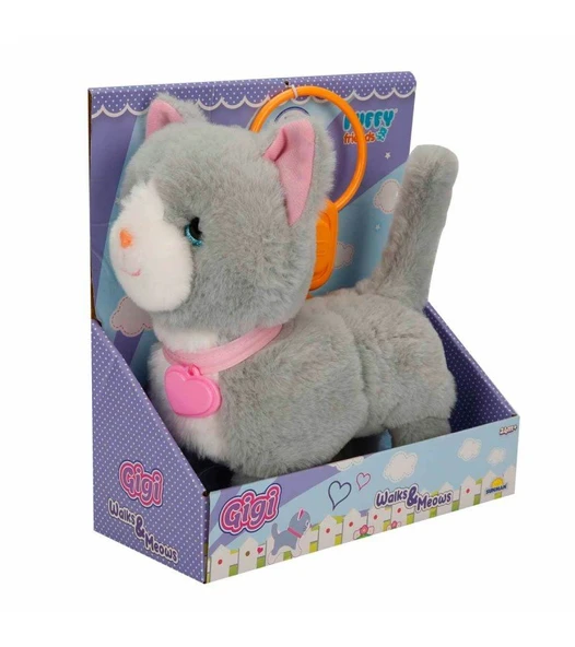 Peluş Sevimli Kedi Gigi Hareketli Sesli Gri Renk - Resim 6