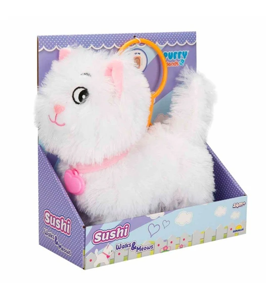 Peluş Sevimli Kedi Sushi Hareketli Sesli Beyaz Renk - Resim 6