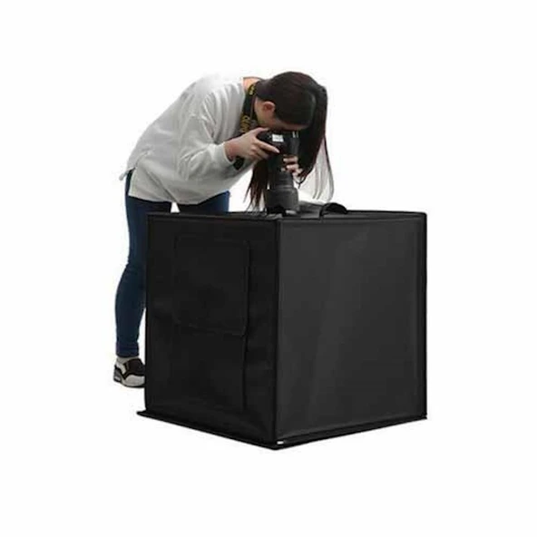 60x60cm Profesyonel Stüdyo Kumandalı LED Işıklı  Ürün Fotoğraf Çekim Çadırı - 2