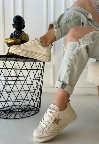 Piata Bej Cilt Bej Tabanlı Bağcıklı Spor Ayakkabı - 2