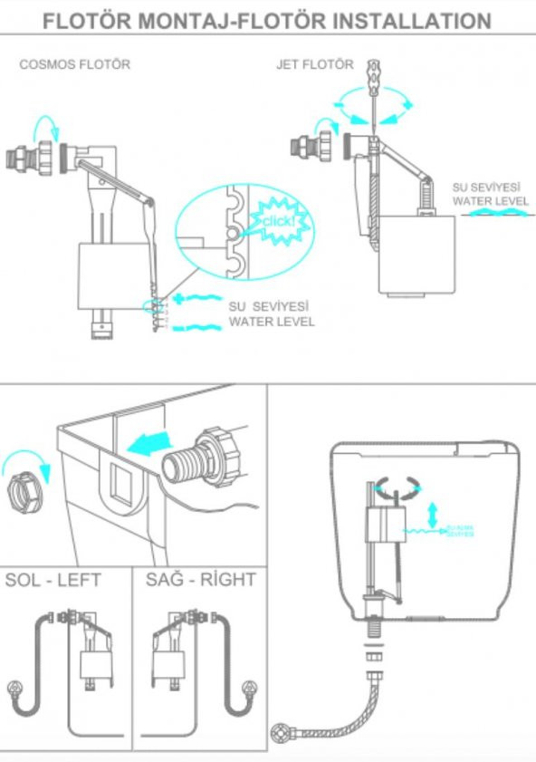 Visam Deniz 2000 Stoplu Spiral Dirsekli Klozet Üstü Rezervuar - 4