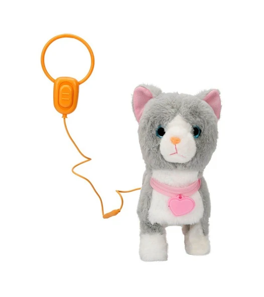 Peluş Sevimli Kedi Gigi Hareketli Sesli Gri Renk - Resim 4