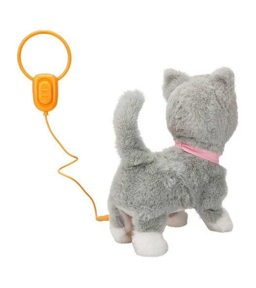 Peluş Sevimli Kedi Gigi Hareketli Sesli Gri Renk - Resim 2