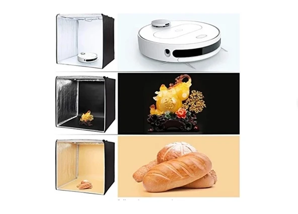 60x60cm Profesyonel Stüdyo Kumandalı LED Işıklı  Ürün Fotoğraf Çekim Çadırı - 3