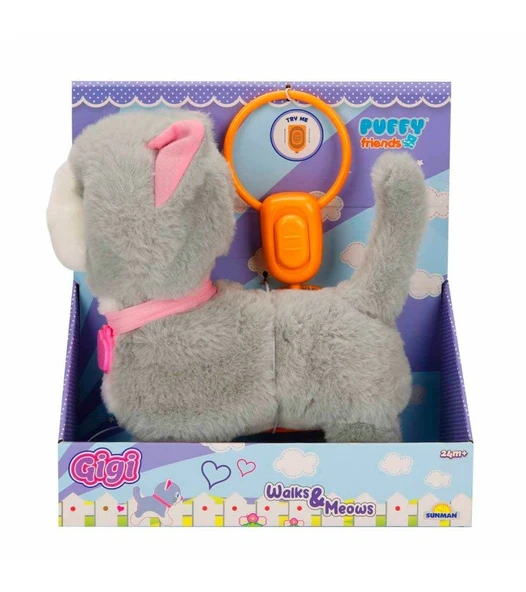 Peluş Sevimli Kedi Gigi Hareketli Sesli Gri Renk - Resim 5