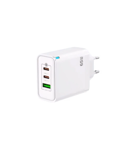 65W Süper Hizli 3 Girişli Başlik 2 x Type-C 1 Usb Girişli