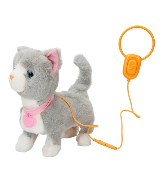 Peluş Sevimli Kedi Gigi Hareketli Sesli Gri Renk - Resim 3