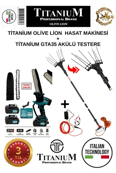 Titanium Olive Lion Plus Akülü Zeytin Hasat Makinesi ve GTA35 Akülü Budama ürün görseli