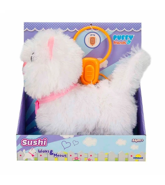 Peluş Sevimli Kedi Sushi Hareketli Sesli Beyaz Renk - Resim 5