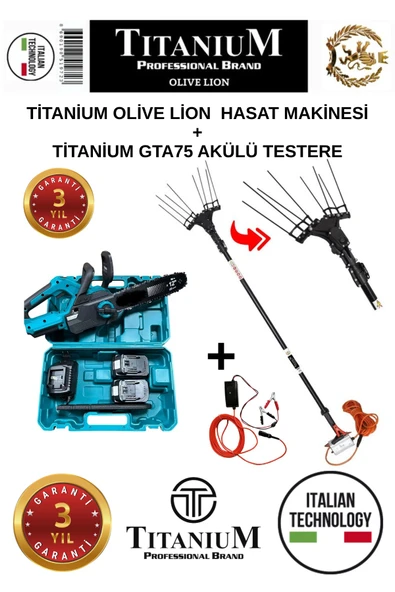 Titanium Olive Lion Plus Akülü Zeytin Hasat Makinesi ve GTA75 Akülü Budama - Resim 2