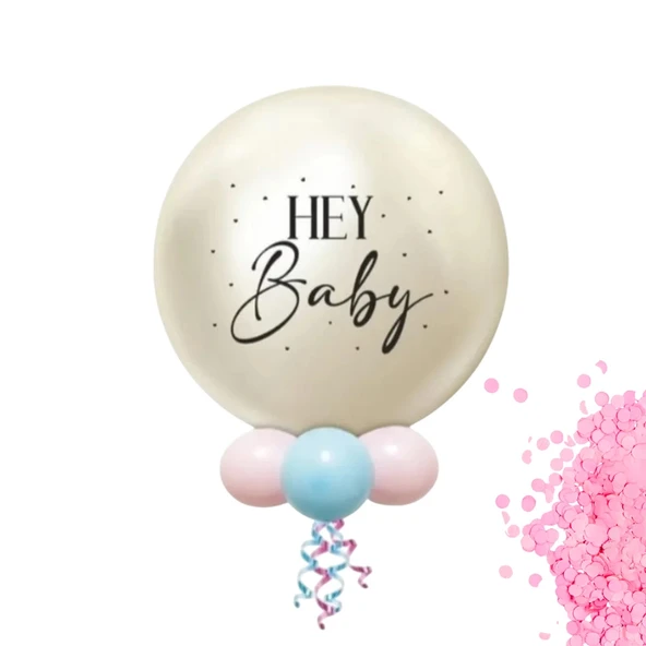 24" Cinsiyet Partisi Balon Kiti -Mirror White Gold & Pink- - 2