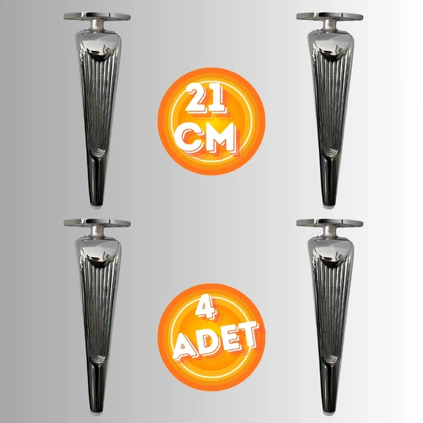 21 CM METAL KLAS KOLTUK AYAĞI MOBİLYA AYAĞI ÜNİTE AYAĞI KONSOL AYAĞI PUF BERJER AYAĞI (4 ADET) - Resim 3