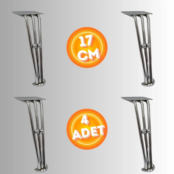17 CM METAL BONCUKLU KOLTUK AYAĞI MOBİLYA AYAĞI ÜNİTE AYAĞI KONSOL AYAĞI PUF BERJER AYAĞI (4ADET) ürün görseli