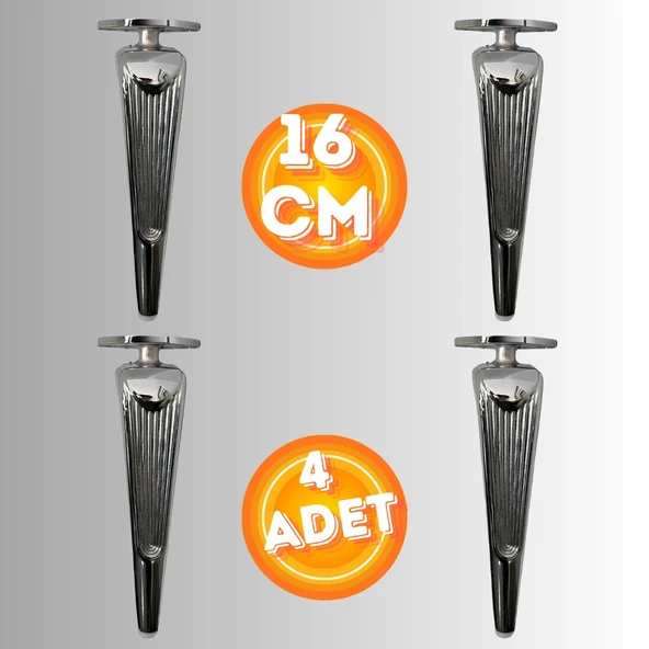 16 CM METAL KLAS KOLTUK AYAĞI MOBİLYA AYAĞI ÜNİTE AYAĞI KONSOL AYAĞI PUF BERJER AYAĞI (4 ADET) ürün görseli