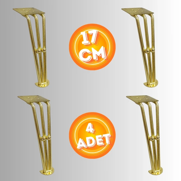 17 CM METAL BONCUKLU KOLTUK AYAĞI MOBİLYA AYAĞI ÜNİTE AYAĞI KONSOL AYAĞI PUF BERJER AYAĞI (4ADET) - Resim 2