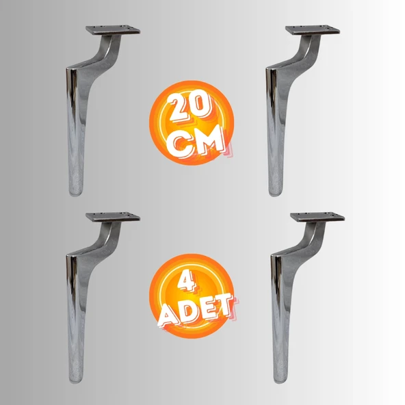 20 CM METAL ZİRVE AYAK KOLTUK AYAĞI MOBİLYA AYAĞI ÜNİTE AYAĞI KONSOL AYAĞI PUF BERJER AYAĞI ( 4 ADET ) ürün görseli