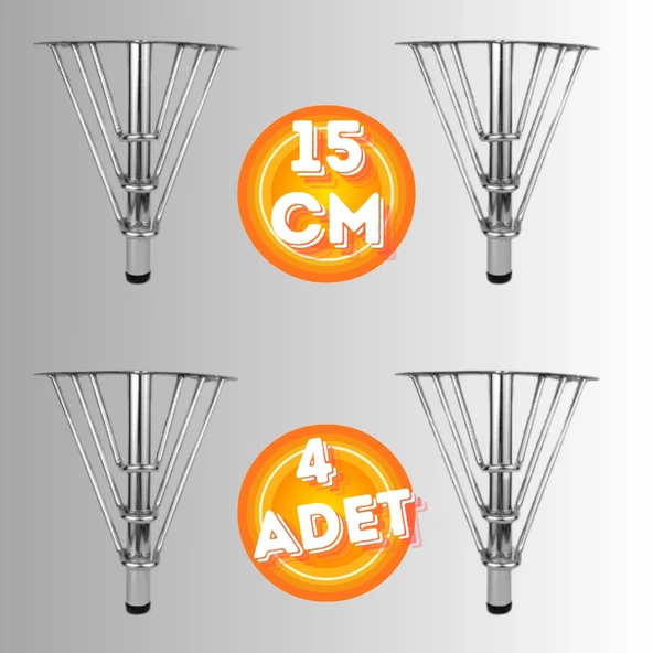 15 CM METAL 3 TELLİ KOLTUK AYAĞI MOBİLYA AYAĞI ÜNİTE AYAĞI KONSOL AYAĞI PUF BERJER AYAĞI (4 ADET) ürün görseli