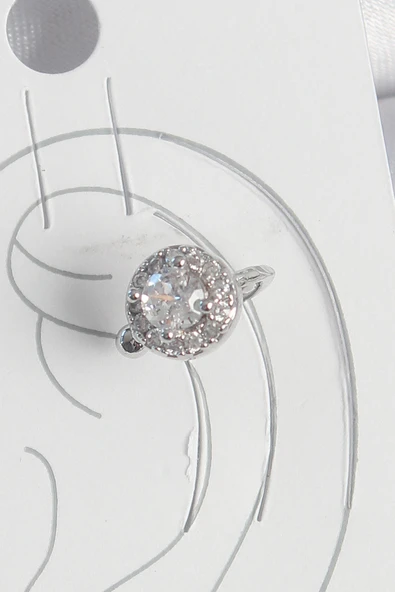 Pirinç Gümüş Renk Zirkon Taşlı Kadın Kıkırdak Model Küpe - TJ-BKP10559 ürün görseli