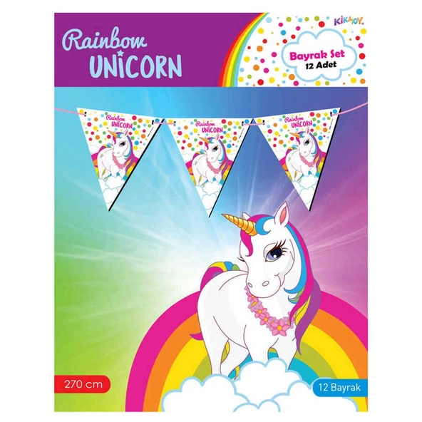 Rainbow Unicorn Üçgen Flama - 1
