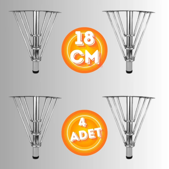 18 CM METAL 3 TELLİ KOLTUK AYAĞI MOBİLYA AYAĞI ÜNİTE AYAĞI KONSOL AYAĞI PUF BERJER AYAĞI (4 ADET) - Resim 2