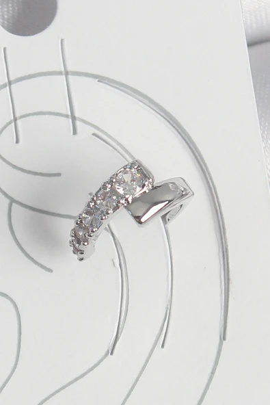 Pirinç Gümüş Renk Zirkon Taşlı Kadın Kıkırdak Küpe - TJ-BKP10556 ürün görseli