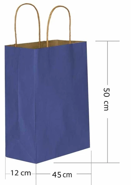 Lacivert Büküm Saplı Kraft Çanta 45x50cm - 2