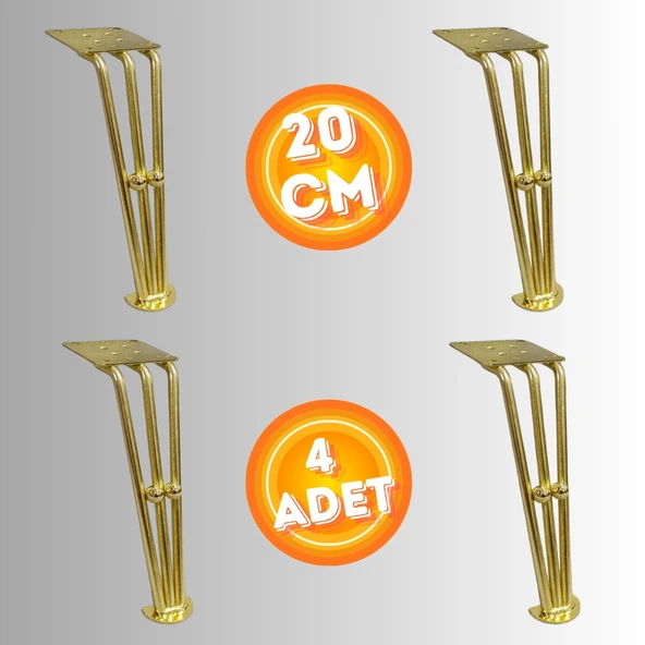 20 CM METAL BONCUKLU KOLTUK AYAĞI MOBİLYA AYAĞI ÜNİTE AYAĞI KONSOL AYAĞI PUF BERJER AYAĞI (4ADET) - Resim 2